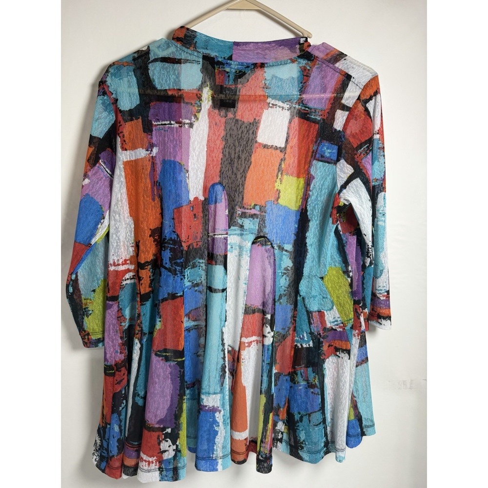 Ali Miles Tunic Women's P Med Wearable Art‎ Abstract Open Front Mesh Short Cover
